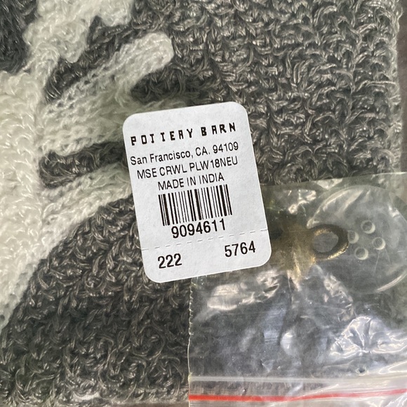 Pottery Barn Moose Crewel Embroidered Pillow Cover with Jingle Bell Accents 🔔 - Picture 6 of 15